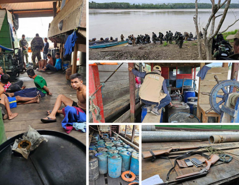 AJAM: duro golpe a la minería ilegal; hay 29 aprehendidos por operativo en el rio Madre de Dios